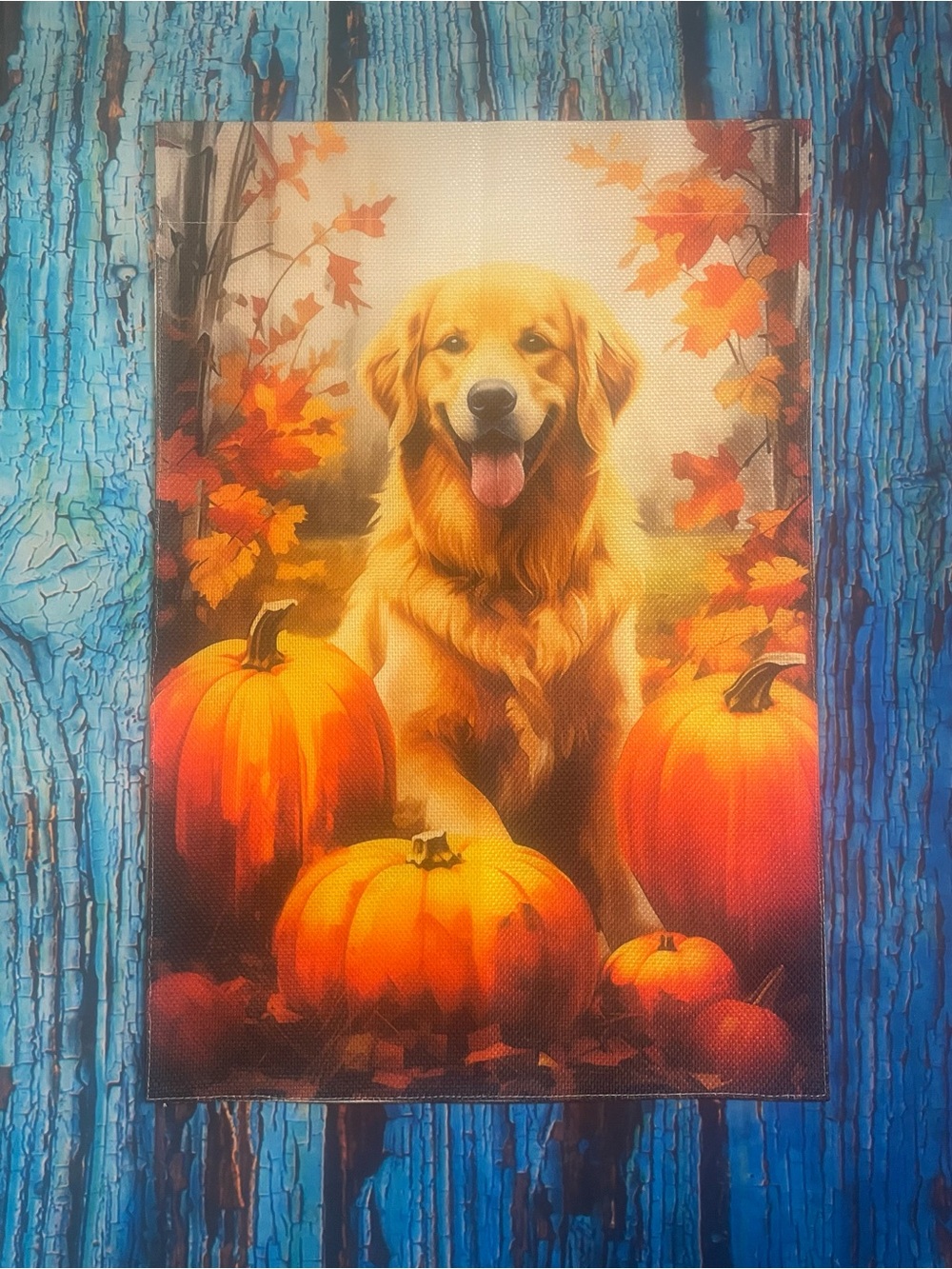 Golden Retriever Autumn Pumpkin Dog Garden Flag - Orange